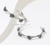 Or Paz Sterling Silver Gemstone Floral Hoop Earrings